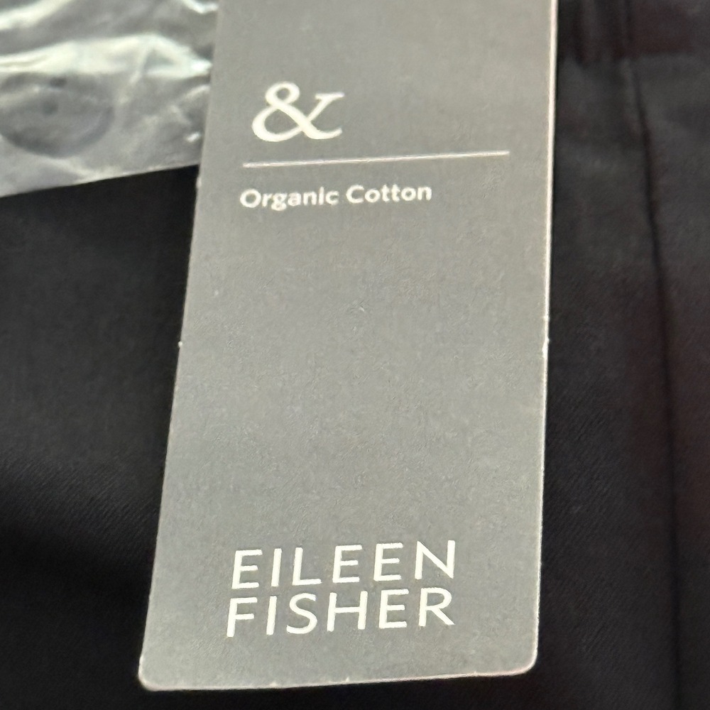 Eileen Fisher Petite PP Black Slim Ankle Pants Side Zip Organic Cotton Stretch - Picture 9 of 9